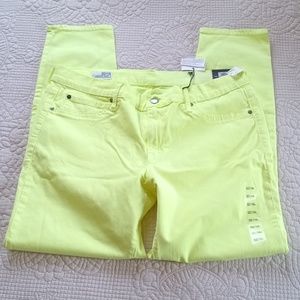 New Neon Yellow Women's Gap 1969 stretch leggings Jeans Size 32 14R 14 Regular